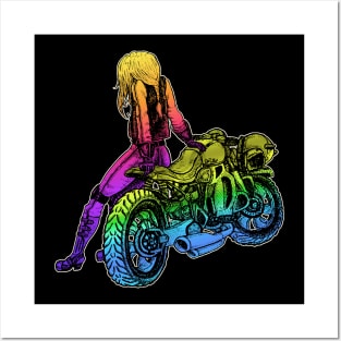 Neon Motorcycle Posters and Art